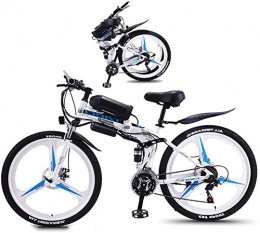 Fangfang Folding Electric Mountain Bike Electric Bikes, Electric Bike Folding Electric Mountain 350W Foldaway Sport City Assisted Electric Bicycle with 26" Super Lightweight Magnesium Alloy Integrated Wheel, Full Suspension And 21 Speed Gea