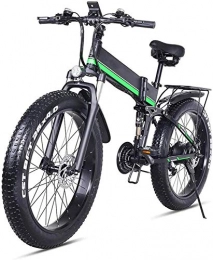 Fangfang Folding Electric Mountain Bike Electric Bikes, Electric Mountain Bike 26 Inches 1000W 48V 13Ah Folding Fat Tire Snow Bike E-Bike with Lithium Battery Oil Brakes for Adult, E-Bike (Color : Green)