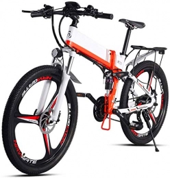 Fangfang Folding Electric Mountain Bike Electric Bikes, Folding Electric Bikes for Adults 350W Aluminum Alloy Mountain E-Bikes with 48V10ah Lithium Battery and GPS, Double Disc Brake 21 Speed Bicycle Max 40Km / H , E-Bike ( Color : White )