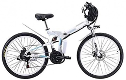 Fangfang Bike Electric Bikes, Power-assisted bicycle folding 26 inches high carbon steel 350 W / 500 W Motor straddling easy compact removable lithium battery 48V folding mountain electric bike, White, 8AH , E-Bike