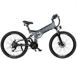 WJSWD Bike Electric Snow Bike, Electric Bike Folding Electric Mountain Bike with 24" Super Lightweight Aluminum Alloy Electric Bicycle, Premium Full Suspension And 21 Speed Gears, 350 Motor, Lithium Battery 48V