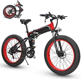 WJSWD Bike Electric Snow Bike, Folding Electric Bike for Adults, 26" Mountain Bicycle / Commute Ebike with 350W Motor, E-Bike Fat Tire Double Disc Brakes LED Light Professional 7 Speed Transmission Gears Lithium B