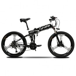 Extrbici Folding Electric Mountain Bike Extrbici Bicycle MTB XF770 17 * 26" Folding Bike Electric Mountain 250W 48V Shimano 27 Speed Folding Aluminum Alloy Frame Suspension Double Mechanical Brake (black and white)