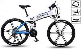 Fangfang Bike Fangfang Electric Bikes, Electric Mountain Bike, 26" Folding E-Bike with Lightweight Magnesium Alloy and 6 Spokes Integrated Wheel, 27 Speed Gear, Premium Full Suspension, E-Bike (Color : White)