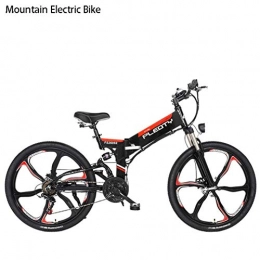 WJSW Bike Foldable Adult Mountain Electric Bike, 48V 10AH Lithium Battery, 480W Aluminum Alloy Bicycle, 21 speed, 26 Inch Mium Alloy Integrated Wheels