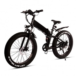 Electric oven Bike Foldable Electric Mountain Bike 500W for Adults 26 Inch Electric Bikes with 48V10AH Removable Lithium Battery, 7 Speed Gears 21Mph Electric Bicycles for Men (Color : Black, Size : 500w)