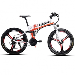 GUNAI Folding Electric Mountain Bike GUNAI Electric Folding Bike, 26 inches 21 Speed Mountain Bike Dual Susepension with 48V 12.8Ah Lithium-ion Battery