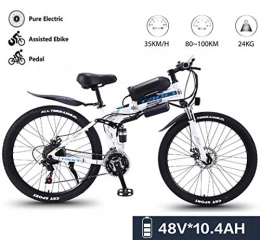 GUOJIN Folding Electric Mountain Bike GUOJIN 26" Electric Bike, Electric Bicycle with 350W Motor, 36V 13Ah Battery, Change Speed bike, Outdoor Urban Road Bikes, Blue