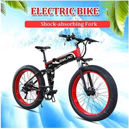 Leifeng Tower Bike High-speed 26inch Electric Snow Bikes Adult Foldable 4.0 Fat Tire Mountain E-Bike with LCD Screen and 48V 14Ah Removable Battery for Outdoor Traving Cycling ( Color : Red , Size : 48V10Ah )