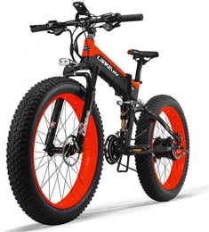 Leifeng Tower Bike High-speed 48V 10AH 500W Engine New All-Round Electric Bike 26 '' 4.0 Wholesale tire Electric Bike 27-Speed Snow Mountain Folding Electric Bike Adult Female / Male with Anti-Theft Device ( Color : Red )