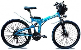 Leifeng Tower Bike High-speed 48V 8AH / 10AH / 15AHL Lithium Battery Folding Bike MTB Mountain Bike E-Bike 21 Speed Bicycle Intelligence Electric Bike with 350W Brushless Motor ( Color : Blue , Size : 48V10AH350w )