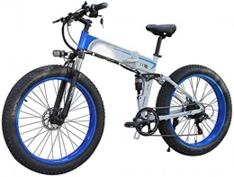 Leifeng Tower Bike High-speed Electric Folding Bike Fat Tire 26", City Mountain Bicycle, Assisted E-Bike Lightweight with 350W Motor, 7 Speed Shifter Accelerator, with LCD Screen (Color : Blue)