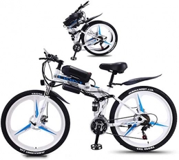Leifeng Tower Bike High-speed Folding Electric Mountain Bike 26 Inch Fat Tire Ebike 350W Motor, Full Suspension And 21 Speed Gears with LCD Backlight 3 Riding Modes for Adult And Teens (Color : White)