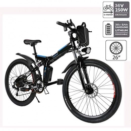 Hiriyt Folding Electric Mountain Bike Hiriyt 26'' Electric Mountain Bike with Removable Large Capacity Lithium-Ion Battery (36V 250W), Electric Bike 21 Speed Gear and Three Working Modes (26"_Black)