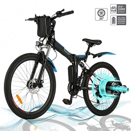 Hiriyt Folding Electric Mountain Bike Hiriyt 26'' Electric Mountain Bike with Removable Large Capacity Lithium-Ion Battery (36V 250W), Electric Bike 21 Speed Gear and Three Working Modes (Black-Foldable-Spoke wheel)