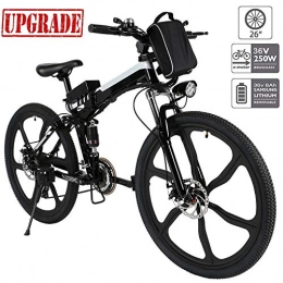 Hiriyt Folding Electric Mountain Bike Hiriyt 26'' Electric Mountain Bike with Removable Large Capacity Lithium-Ion Battery (36V 250W), Electric Bike 21 Speed Gear and Three Working Modes (Upgrade_Black)