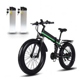 HMEI Folding Electric Mountain Bike HMEI 1000W Electric Bike 48V Motor for Men Folding Ebike Aluminum Alloy Fat Tire​ MTB Snow Electric Bicycle (Color : Green-2 Battery)