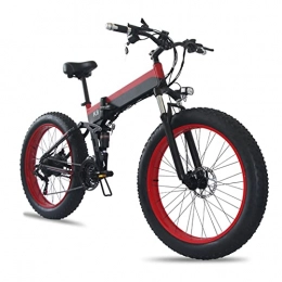 HMEI Folding Electric Mountain Bike HMEI Electric Bikes for Adults Electric Bike Folding 1000W 48V for Adults E Bike 26 Inch 4.0 Fat Tires Snow Electric Bicycle Folded Mountain Electric Bike (Color : Red, Size : Disc Brake)