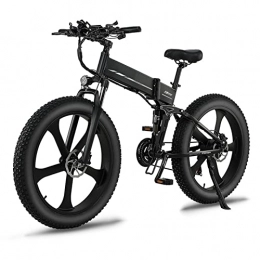 HMEI Folding Electric Mountain Bike HMEI Electric Bikes for Adults R5s Adult Electric Bike 26 Inch Fat Tire Mountain Street Ebike 1000W Motor 48V Electric Bicycle Foldable Electric Bike (Color : Black, Size : 1 battery)