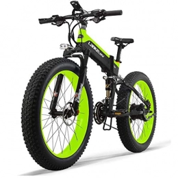 HOME-MJJ Bike HOME-MJJ 48V 10AH Electric Bike 26 '' 4.0 Tire Electric Bike 500W Engine 27-speed Snow Mountain Folding Electric Bike Adult Female / male With Anti-theft Device (Color : Green)