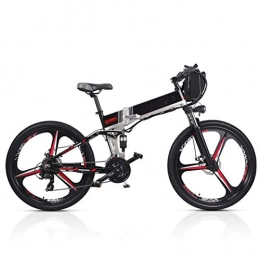 HWOEK Bike HWOEK Folding Electric Mountain Bike, 350W Motor 26''Commute Traveling Adult Electric Bicycle 48V Removable Battery Optional Dual Battery Style Up To 180KM Battery Life, Black, A Dual battery