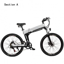 HY-WWK Folding Electric Mountain Bike HY-WWK Adults Electric Mountain Bike, Aluminum Alloy Frame 26 inch Folding City E-Bike Dual Disc Brakes 7-Speed 48V Removable Battery, Silver, A 10Ah, Silver