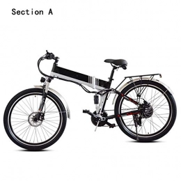 HY-WWK Bike HY-WWK Adults Mountain Electric Bike, 21 Speed 350W Motor 48V Removable Battery 26'' City Folding E-Bike Dual Disc Brakes with Back Seat, Black, A, Black