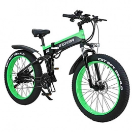 KT Mall Bike KT Mall 26 Inch Electric Bicycle Foldable 500W48V10Ah Lithium Battery Mountain Bike 21-Speed Off-Road Power Bike 4.0 Big Tires Adult Commuter, Green