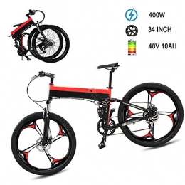 LAOHETLH Bike LAOHETLH Folding Electric Bicycle Mountain Bike 27 Speed Gear E-Bike 48v Removable Lithium Battery Electric Mountain Bike 400w Brushless Motor Adult Bicycle