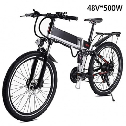 LAYZYX Folding Electric Mountain Bike LAYZYX 500W Electric Mountain Bike 48V / 10.4Ah Mens 26 Inch Mountain Snow E- Bike, Electric Bike 21 Speed Gear and Three Working Modes, with Hydraulic Disc Brakes LED Headlights with Gifts, Black