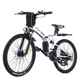 LDGS Folding Electric Mountain Bike LDGS ebike Electric Bike For Adults 15.5 Mph Foldable 350W Electric Mountain Bike, 36V / 8Ah Removable Battery, 26″ Tire, Disc Brake 21 Speed E-Bike (Color : White)