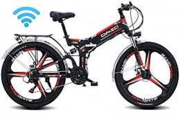 Leifeng Tower Bike Leifeng Tower High-speed Folding Electric Bike Mountain Ebike for Adults, 48V 10AH E-MTB Pedal Assist Commute Bike 90KM Battery Life, GPS Positioning, 21-Level Shift Assisted (Color : Black)