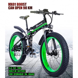 LIU Folding Electric Mountain Bike LIU 1000W Fat Electric Bike 48V Mens Mountain E bike 21 Speeds 26 inch Fat Tire Road Bicycle Snow Bike Pedals (Removable Lithium Battery)