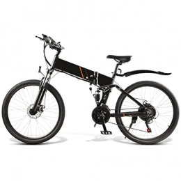 LIU Folding Electric Mountain Bike Liu Electric Bike, 26 Inch Tire Foldable E-Bike 500W Off-Road Electric Commuting Bicycles 48V 10.4Ah Adult Electric Bike Snow Bicycle (Color : Black)