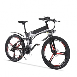 LIU Folding Electric Mountain Bike Liu Electric Bike for Adults 500W Bicycle 26'' Tire Folding Electric Bike 48V 12.8Ah Removable Battery 7 Speed Gears Up to 24Mph (Color : Black red)