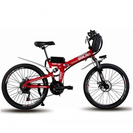 WYFDM Bike Mountain Inch Bicycle of 60 Km Maxspeed 35 Km / H Electric Bike Folding Walking 500 W Power Engine Double Shock Ebike, Red, 24