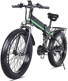 PARTAS Bike PARTAS Travel Convenience A Healthy Trip Adult Folding Electric Bike, 4.0 Oversized Tires 26 Inch 48V / 12.8AH / 1000W Off Road Mountain Bike Three Riding Modes Battery Bicycle (Color : Green)