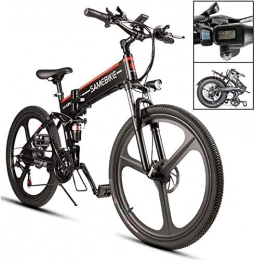 Qinmo Folding Electric Mountain Bike Qinmo Electric bicycle, 350W Foldable E-Bike for Adult Electric Mountain Bike 48V 10AH Lithium-Ion Battery 21 Speed Electric Mountain Bicycle(Black)