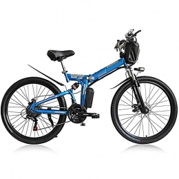 QTQZ Folding Electric Mountain Bike QTQZ Multi-purpose Electric Bike 350W 26'' 48V Portable Urban Folding E-Bike Unisex Adults Trekking MTB IP54 Waterproof Design Ebike Removable Battery Daily Travel Blue (Color : Blue)