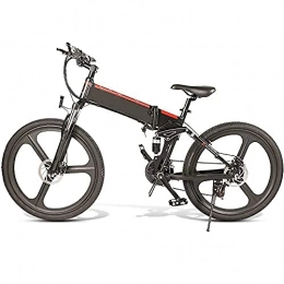 QTQZ Folding Electric Mountain Bike QTQZ Multi-purpose Electric Mountain Bike Portable Electric Bikes Adults Wheel Folding Ebike 350W Aluminum Electric Bicycle Removable 48V 10Ah Lithium-Ion Battery 21 Speed Gears White (Color : Black)