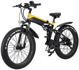 RDJM Folding Electric Mountain Bike RDJM Ebikes Folding Electric Bike for Adults, Lightweight Alloy Frame 26-Inch Tires Mountain Electric Bike with With LCD Screen, 500W Watt Motor, 21 / 7 Speeds Shift Electric Bike (Color : Yellow)