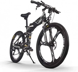 SUFUL Bike RICH BIT TOP-860 Electric Folding Bike 26inch 36V 250W 12.8Ah Full Suspension City Bike Electric Foldable Mountain Bicycle (black gray)