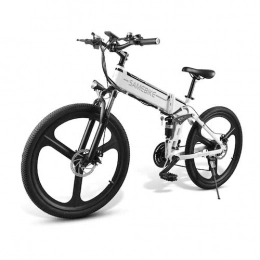 Samebike Folding Electric Mountain Bike SAMEBIKE Electric Mountain Bike 26 Inch Wheel Folding Ebike 350W 48V 10AH Electric Mountain Bike for Adults (White)