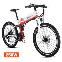 Shengmilo Folding Electric Mountain Bike shengmilo 250W Motor Electric Folding Bike SHIMANO 21 Speed 26 Inch Mountain E- Bike 12AHLithium Battery Included (white)