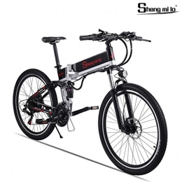 Shengmilo Folding Electric Mountain Bike Shengmilo 500W Motor Electric Folding Bike, SHIMANO 21 Speed, 26 Inch Mountain E- Bike, 48V Lithium Battery Included (BlACK)