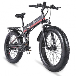 Shengmilo Folding Electric Mountain Bike Shengmilo-MX01 26 * 4.0inch Fat tire Electric Bicycle, folding bike, 21-Speed Mountain Bike, Snow electric bike Full suspension, 48V*12.8ah removable Lithium Battery, Hydraulic Disc Brake