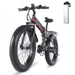 Shengmilo Folding Electric Mountain Bike Shengmilo-MX01 Folding Electric Bicycles 26 Inch Fat Tire Electric Bike 48V 1000W Motor Snow Mountain Electric Bicycle with Shimano 21 Speed Hydraulic Disc Brake (One Battery)