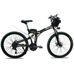 TANCEQI Folding Electric Mountain Bike TANCEQI Electric Bikes for Adults, 26" Folding Bike, 500W Snow Mountain Bikes, Aluminum Alloy Mountain Cycling Bicycle, Full Suspension E-Bike with 7-Speed Professional Transmission, Green