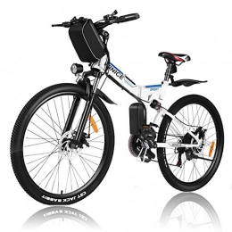 Vivi Folding Electric Mountain Bike Vivi 26" Folding Electric Bike for Adults, 21 Speed Electric Mountain Bicycle, with Removable 36V 8Ah Battery, Double Shock Absorption 250W (White blue)