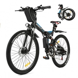 Vivi Folding Electric Mountain Bike Vivi 26" Folding Electric Bike For Adults, 250W Mountain E-Bike, 36V 8AH Removable Battery 21 Speed Electric Bicycle, Full Shock Absorption (Black blue)